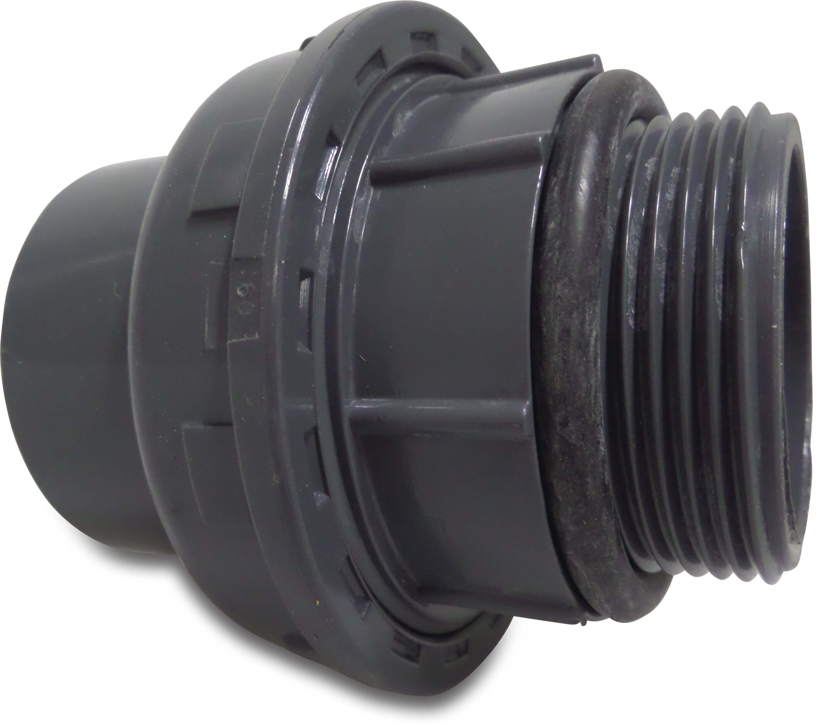 Praher Verschraubung PVC-U 63 mm x 2" Klebemuffe x Außengewinde 10bar Grau